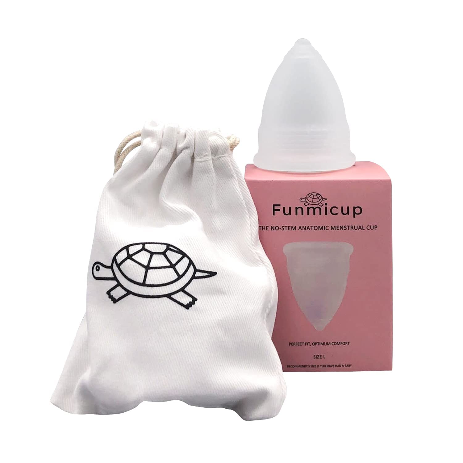 Funmicup No-stem Anatomic Menstrual Cup Period Cup for Those Who Have Had Vaginal Births - Flexible and Reusable Menstrual Cups - Large