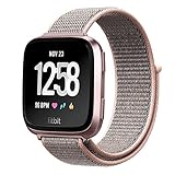 amBand for Fitbit Versa Bands Soft Nylon Sport Strap Replacement Wristband for Fitbit Versa Fitness Smart Watch - Pink Sand
