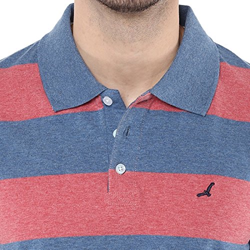 american crew men's cotton t-shirt blue and brick red melange