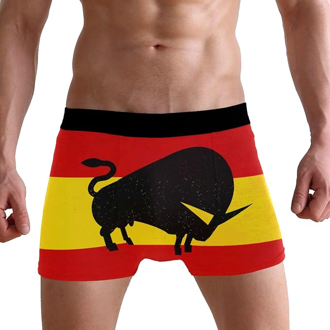 Jereee Abstract Bull Silhouette On Spanish Flag Men's Underwear Soft