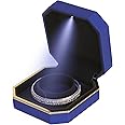 Luxury LED Jewelry Bracelet Gift Box with LED Light, Velvet Small Jewelry Box Storage Case Organizer Holder for Wedding, Engagement, Proposal, Birthday and Anniversary (Blue)
