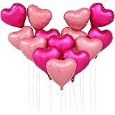 Heart Balloons 18" Foil Love Balloons with Letter Mylar Balloons heart balloons for Valentines Day Propose Marriage Wedding Anniversary Backdrop Birthday Party Supplies (Hot Pink+ Macaron Pink 24 Pcs)