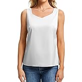 CAPE CLIQUE Silk Satin Tank Tops for Women V Neck Sleeveless Camisole 2025 Summer Basic Blouses Work Outfits Shirts White