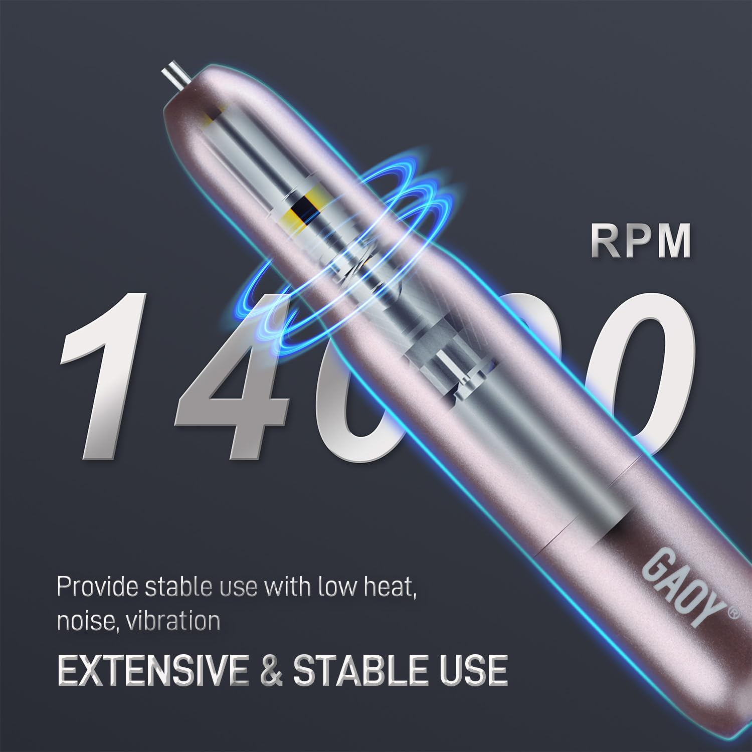 GAOY Electric Nail Drill for Acrylic and Gel, USB Electric Nail File, Portable Efile with Drill Bits, Manicure Pedicure Tools for Home Salon, Pink - Image 3