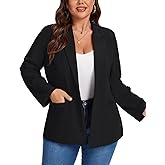 LADI TREND Womens Plus Size Blazer Jacket Business Casual Long Sleeve Button Open Front Notch Lapel Blazers Pocket