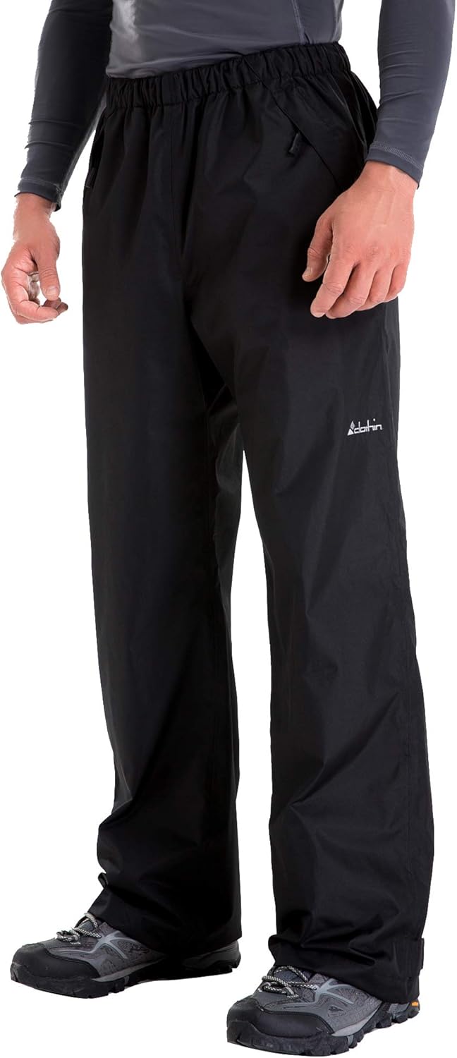 Clothin Men's Rain Pants Waterproof ElasticWaist