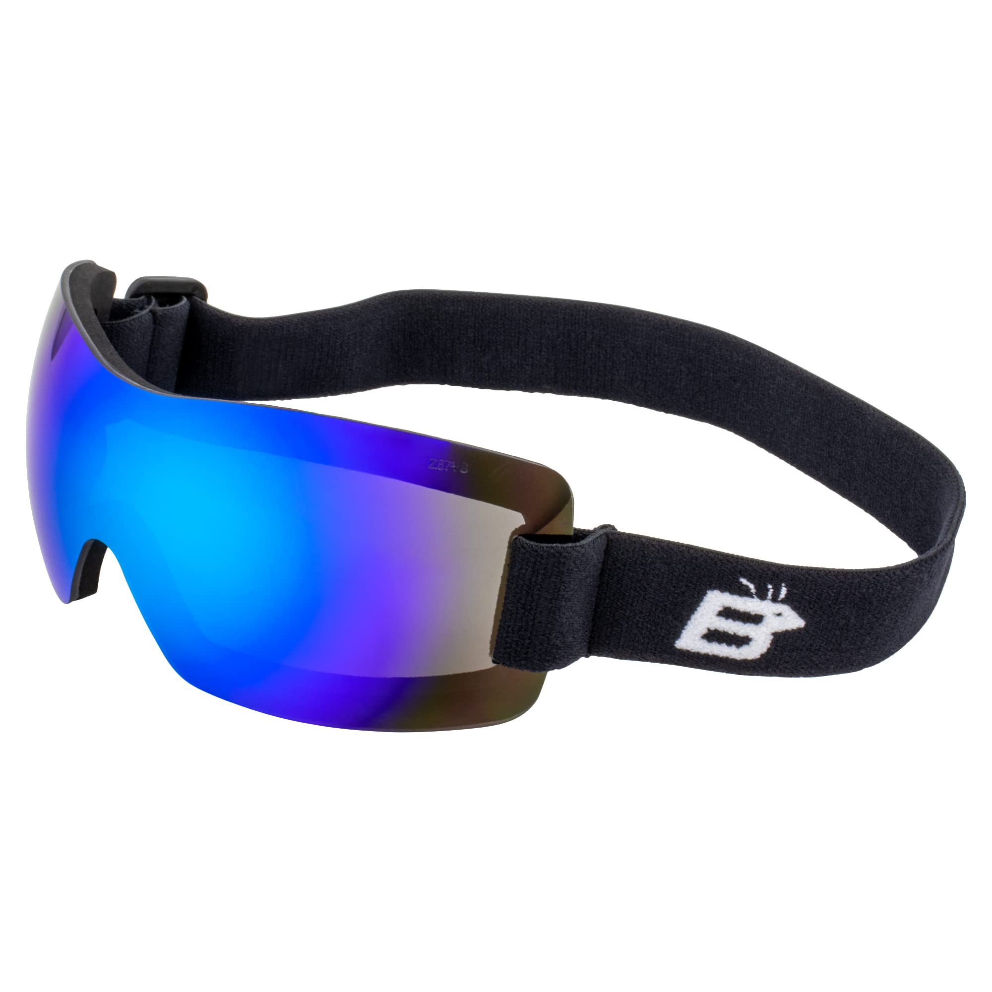 Birdz Eyewear Wren Sport Skydiving Snowboarding Motorcycle Riding Goggles Blue Mirror Lens