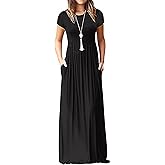 AUSELILY Women's Classic Short Sleeve Loose Plain Casual Long Maxi Dresses for Women 2026
