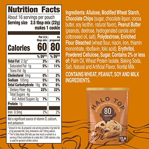 HALO TOP PEANUT BUTTER CHOCOLATE CHIP LIGHT COOKIE MIX, 12.6 OZ