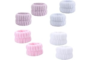 YIKANGHENG 8 Pcs/4 Pairs Wrist Bands, 4 Color Soft Microfiber Wristbands for Washing Face and Hands Prevent Water Flow Down Arm