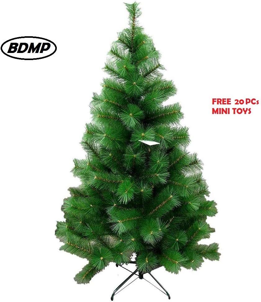 BDMP Christmas Tree Xmas Tree with Solid Metal Legs,Light Weight, Perfect for Christmas Decoration Included Free Decorative Toys (2 FEET, Green)