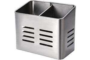 Kitchen Utensil Holder Drying Rack Basket Organizer Utility Sturdy Stainless Steel Flatware Silverware Cutlery Storage for Ki