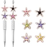 Frinnovan, 7 Pack Rhinestone Beads for Pens Metal Crystal Loose Large Spacer Bead Charms for Jewelry Making Keychain Earring Necklace Beadable DIY Crafts Cute Colorful (Star 2)