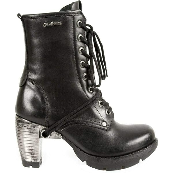 Amazon.com | New Rock 407-S1 Silver Cross BOOTS Black