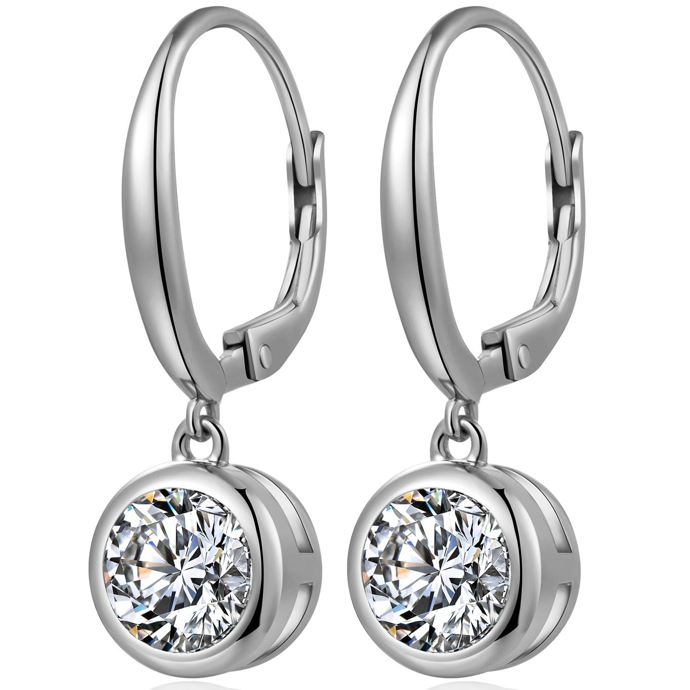 Diamond Drop Earrings for Women 925 Sterling Silver Dangle Drop Earrings for Women Hypoallergenic Silver Cubic Zirconia Dangle Earrings Drop CZ Earrings Lever Back Earrings Women