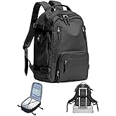 BJLFS Carry On Backpack, Travel Backpack for Women Men Flight Approved, Personal Item Travel Bag for Airplanes, 14-15.6 Inch Laptop Business Backpack, Casual Daypack Gym Hiking Bakpack(simple, Black)