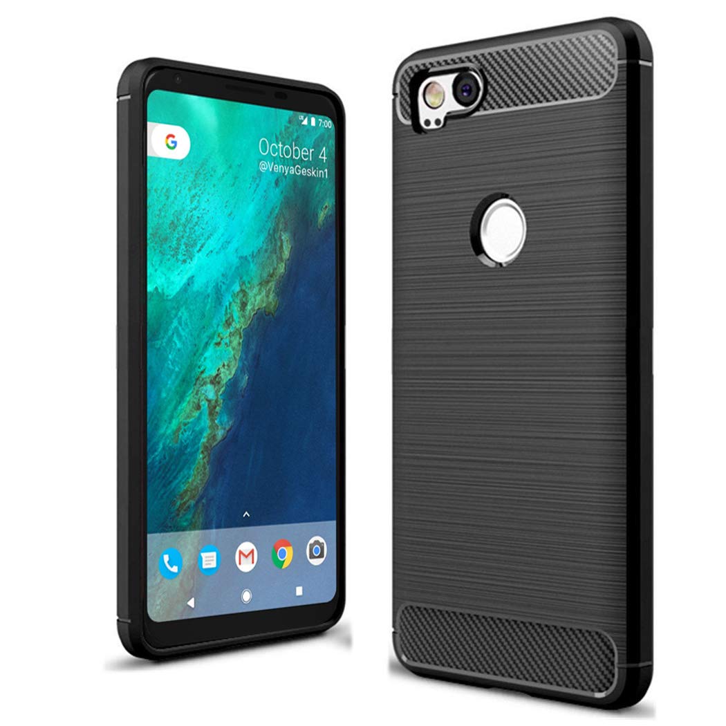 Google Pixel 2 Case - Ultra Slim Carbon Fibre Shockproof Bumper Case Cover For Google Pixel 2 Black