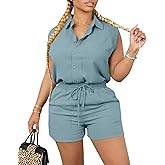 ThusFar Women 2 Piece Shorts Sets Button Down Cap Sleeve Drawstring Resort Wear Outfits Summer Matching Sets Tracksuits