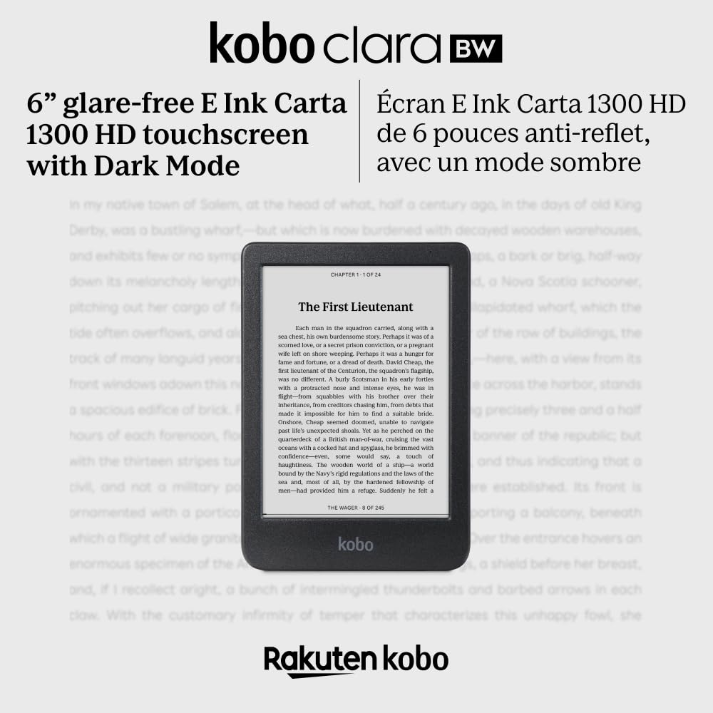 Kobo Clara BW EReader 6” GlareFree Touchscreen With ComfortLight
