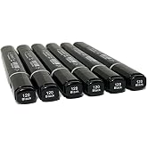 6 Pack Black Alcohol Markers, Double Tipped Soft Brush &amp; Chisel Art Markers | Dual Tips Alcohol Based Art Markers, Quick-Dry, No Bleed, Blendable, for Adult Coloring Drawing Illustration Sketching