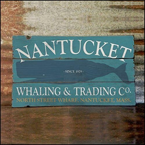 Large "Nantucket Whaling &amp; Trading Co" Customizable Handcrafted Rustic Wood Sign - Original Alpine Graphics Design - 3 Sizes - 3050