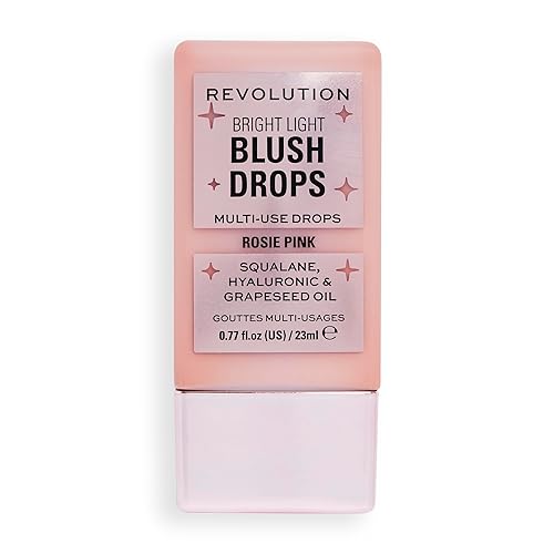 Makeup Revolution, Bright Light Blush Drops with Hyaluronic Acid, Radiant Finish, Pink Rosie, 23ml
