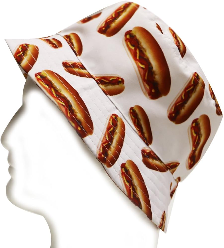 City Hunter Hot Dog Bucket Hat White at Amazon Women’s Clothing store
