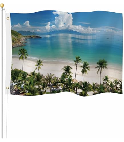 ShineSnow Flagge – Tropischer Strand Mit Palmen, 91,4x152,4 Cm, Wetterfest Für Garten & Haus
