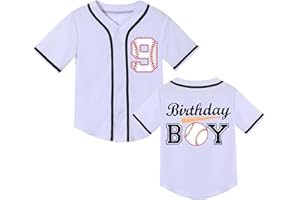 NICNZQI Kids Baseball Jersey Birthday Boy Shirt Birthday Outfit Personalized Sport Party Tee 7-10 Years Old