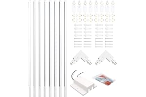 LRAEMXG 26FT H Track Lighting Rails White, H Type Track Lighting Rails Kit with Floating Canopy Connector, End Caps, Live End Feed, L Connectors, Compatible with 3-Wire Single Circuit H Style System