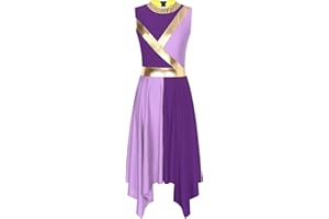 ranrann Liturgical Sleeveless Praise Dance Tunic for Women Cut Out Lyrical Worship Overlay Dance Costume