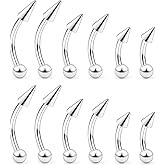 Ovxznts Angel Bites Piercing Jewelry Surgical Steel Vertical Labret Lip Jewelry 16G Snake Bites Piercings Curved Barbell Long Spike Eyebrow Rings for Women Men 16g Bar Length 6mm/8mm/10mm