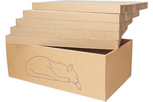 Kidding Pets 5 Packs in 1 Cat Scratch Pad with Box for Indoor Cats, Larger-Sized Durable Recyclable and Reversible Cardboard Cat Scratching Pad for Rest and Play