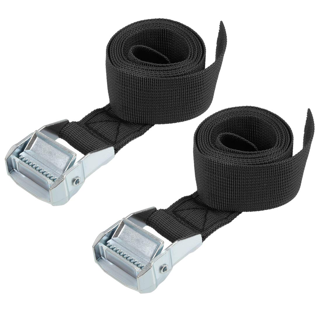 sourcing map Tie Down Strap Cam Buckle Lashing Strap 1.5" x 5Ft 1100lb 500Kg Load Polypropylene for Moving Securing Cargo, Black, Pack of 2