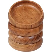 Bol En Bois D'acacia Avec Ustensiles - Set De Service 16 Cm - Pour Fruits, Salades, Soupes - Décoration Naturelle - 8