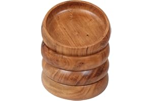 LAVAUX DESIGNS wooden bowls for food | Set of 4 individual acacia wood bowls 8 x 2 inches (25 oz) | Enjoy your salad, pasta, 