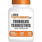 BulkSupplements.com Tribulus Terrestris Capsules - Herbal Supplement, Tribulus Terrestris 1500mg - Gluten Free, 2 Capsules per Serving, 240 Count (Pack of 1)