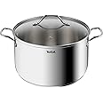 Tefal Intuition XL Large 28 cm / 8 L Stainless Steel Induction 5 Year Guarantee Premium 18/10 Stainless Steel Size XL Sturdy Handles Glass Lid B8646404