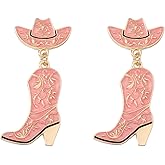 Enamel Cowgirl Earrings Western Cowboy Boots Earrings for Women Dainty Shoes Dangle Drop Earrings Charm Dangling Party Decor Jewelry
