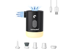 FLEXTAILGEAR Portable Air Pump MP2 Pro Electric Air Pump Rechargeable Battery Air Mattress Pump Ultralight Inflator with Led 