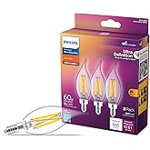 PHILIPS LED 60W BA11 E12 Chandelier Bulbs 3-Pack Ultra Definition Soft White (2700K) 500 Lumen (5W = 60W) Dimmable Flicker-Fr
