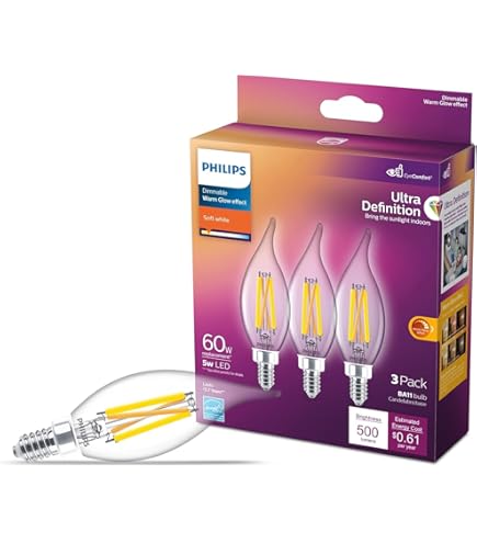 Philips LED Clear Dimmable, Warm Glow Effect BA11 Light Bulb