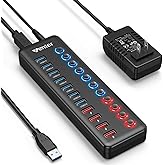 Powered USB 3.0 Hub, WENTER 11-Port USB Data Hub Splitter with Individual On/Off Switches and 12V/3A Power Adapter for MacBoo