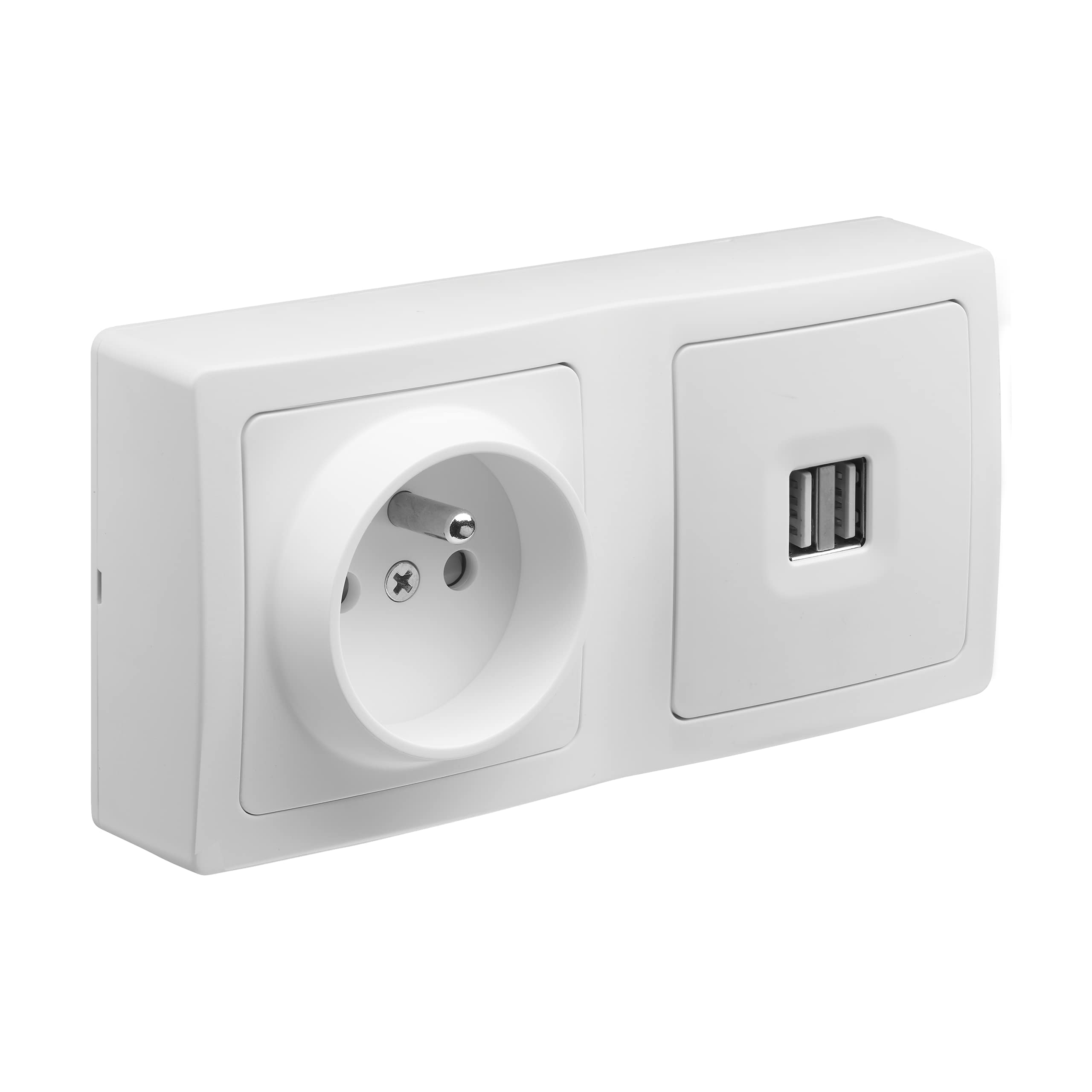 Debflex 746823 Combination Blok PC 2P+T 16A + USB Double 2.1A White Sailing