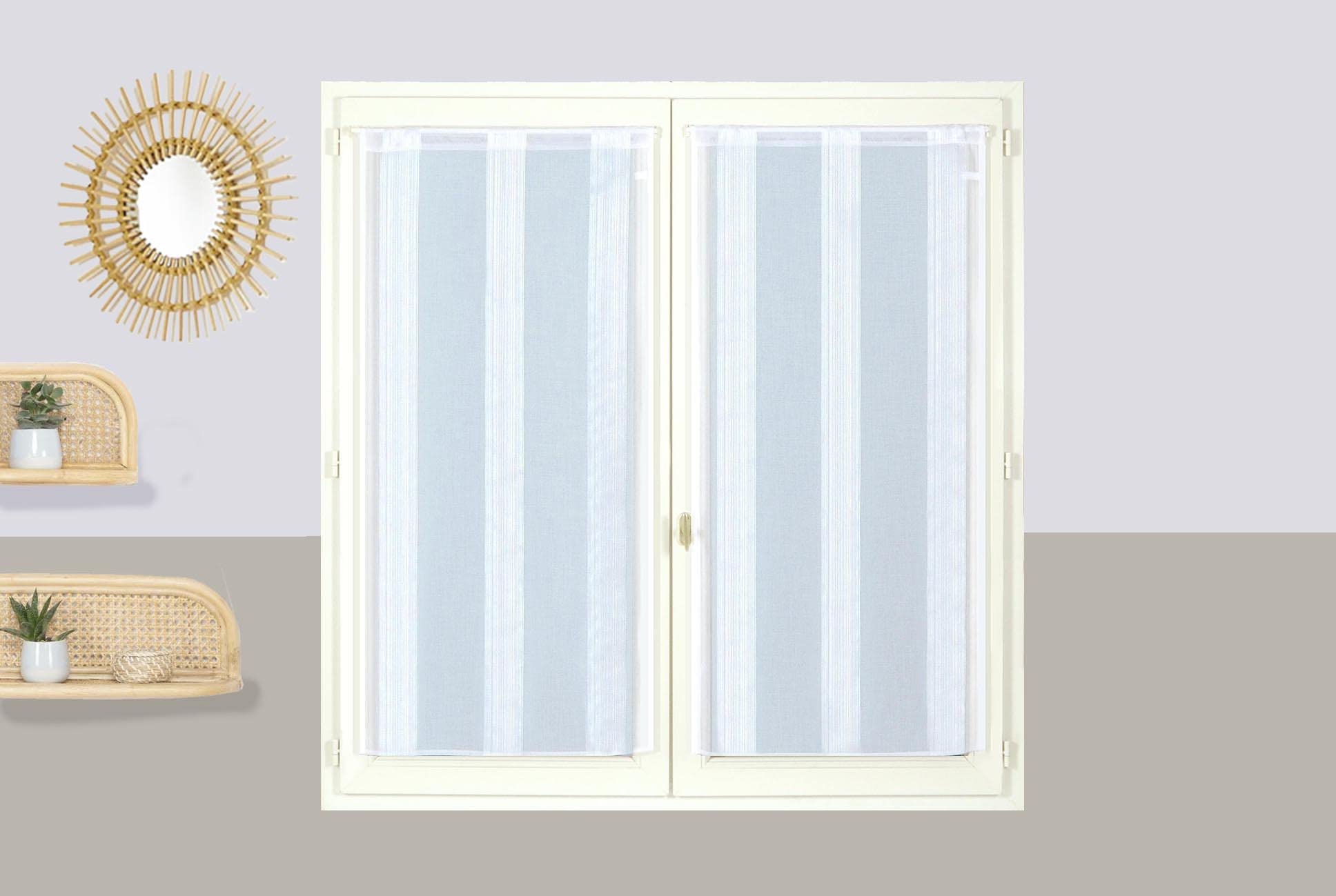 Atout Ciel Pair of Net Curtains 60 x 90 cm White Ready to Hang