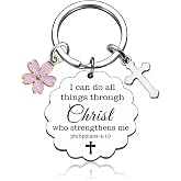ULODJFN Christian Keychains for Women Faith Bible Verse Keychain, Inspirational Religious Gifts Cross Keychain Flower Charm