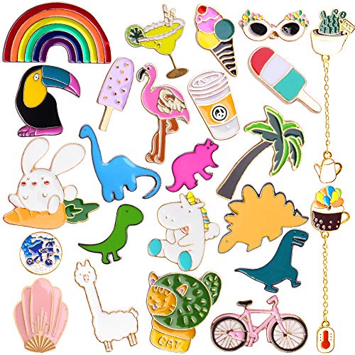 Hicdaw 24Pcs Cute Pins Enamel Lapel Pin Set Backpack Pins Cute Pins for Clothes