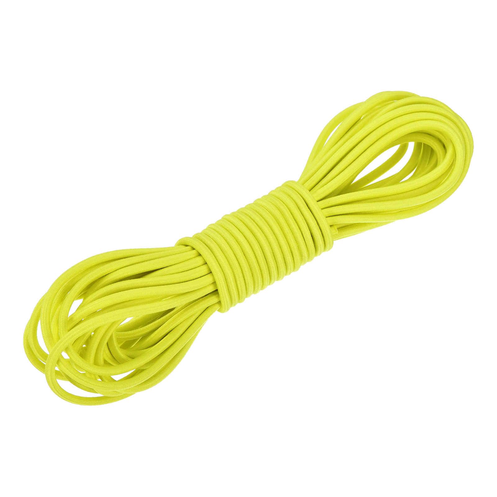DMiotech 3mm Shock Cord, 7.6 M Fluorescent Yellow Bungee Cord Tent Pole Shock Cord Round Elastic Kayak Rope Stretch String Marine Grade Heavy Polyester for DIY Projects Tie Downs