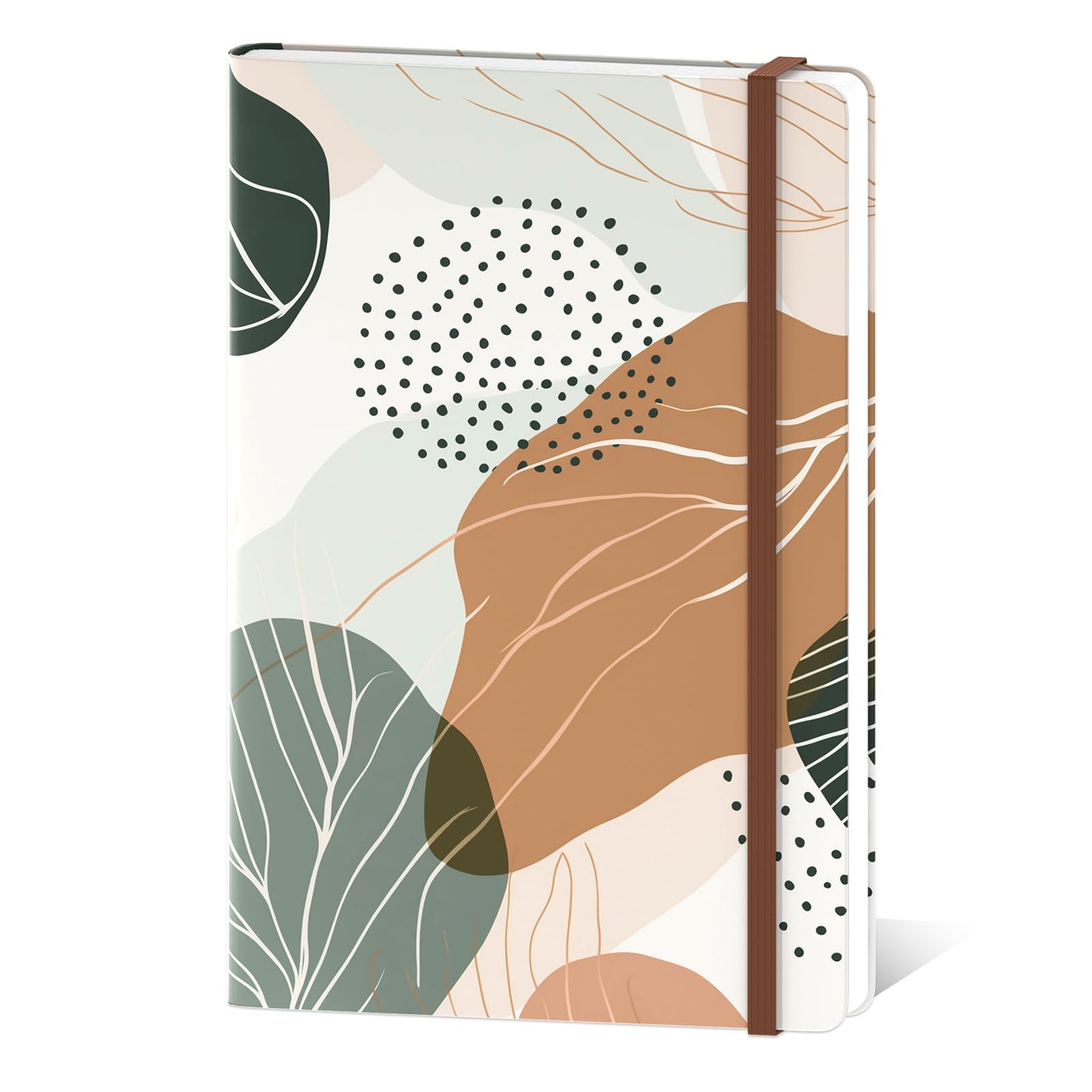 Hnogri Lined Journal Notebook, Hardcover Journal for Women, 160 Pages Thick Paper, Medium 5.7 x 8.4 in, Cute Aesthetic Floral A5 Ruled Notebook for Writing Journaling Work School Office, Cute Leaf