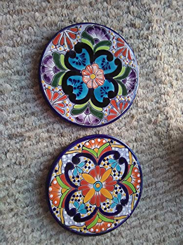 8" Round Mexican Talavera Pottery Trivet or Hot Plate for Daily Use and Home Decor *Floral Designs Vary*